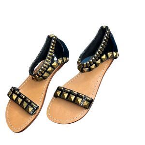 New Mystique black patent studded Sandals